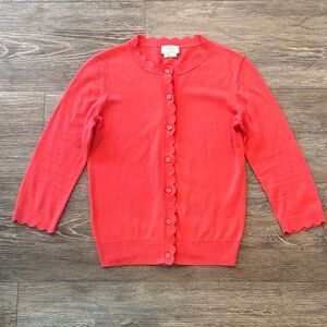 Kate Spade Silk/Cotton Scalloped Trim Button Up Cardigan Sweater Women's Size XS